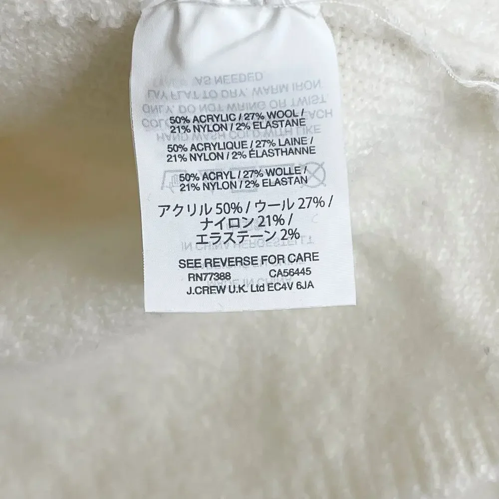Madewell Tier Sleeve Sweater Cream Small S Wool Stretch Bateau Neck 3/4 Sleeve